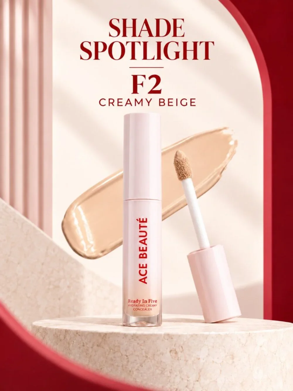 ACE BEAUTÉ Ready In Five Hydrating Creamy Concealer F2 Full Size NIB